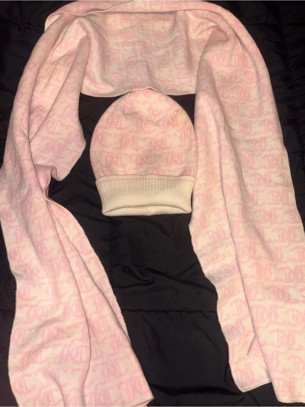 Pink Juicy Couture Beanie and Scarf Set